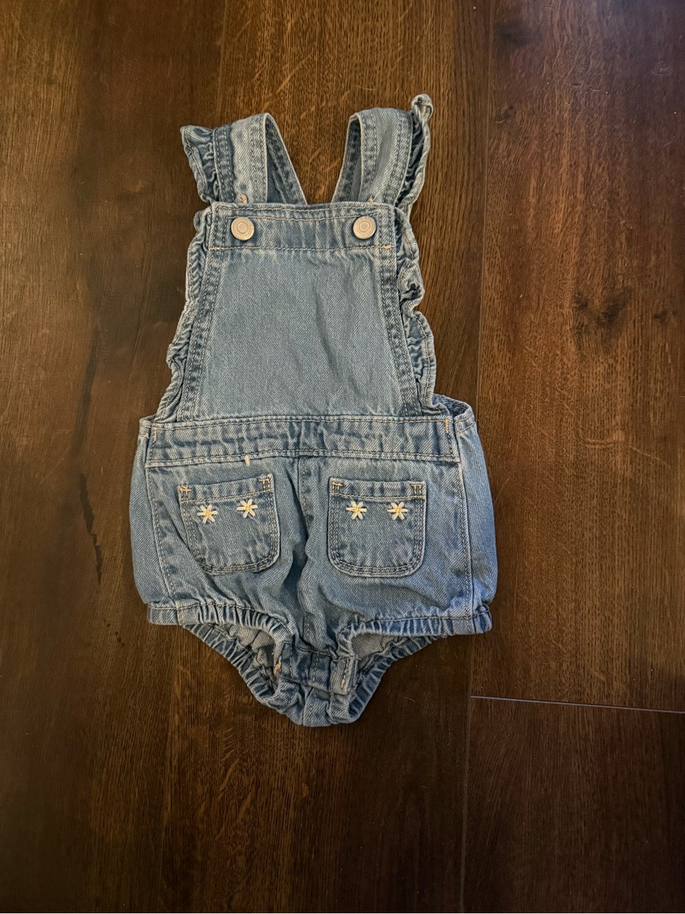 Old Navy Denim Ruffle-Strap Baby Overalls - Light Blue